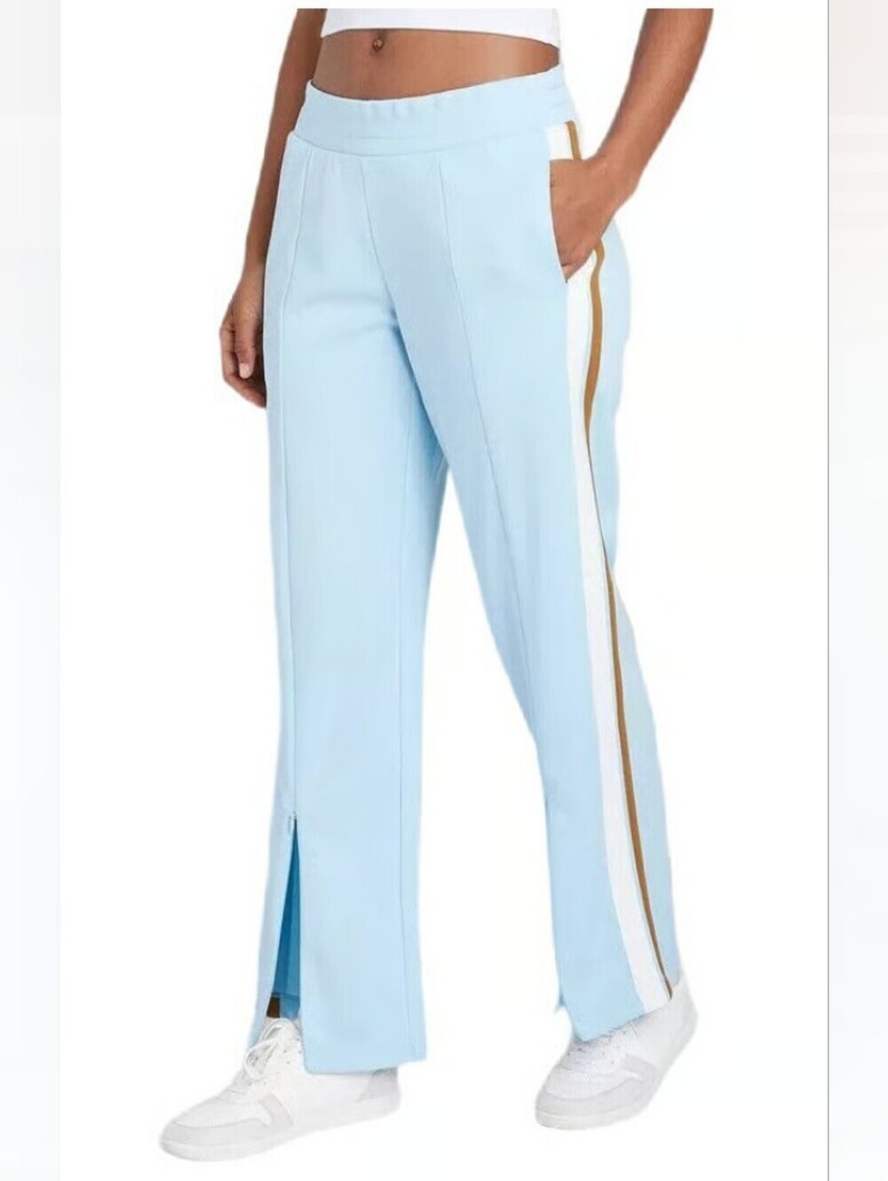 wild fable Light Blue Track Pants with White Side Stripes